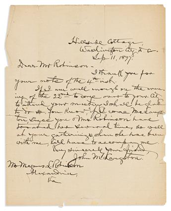 (POLITICS.) Archive of letters to a Virginia newspaper editor from Charles Douglass, John Mercer Langston, and more.